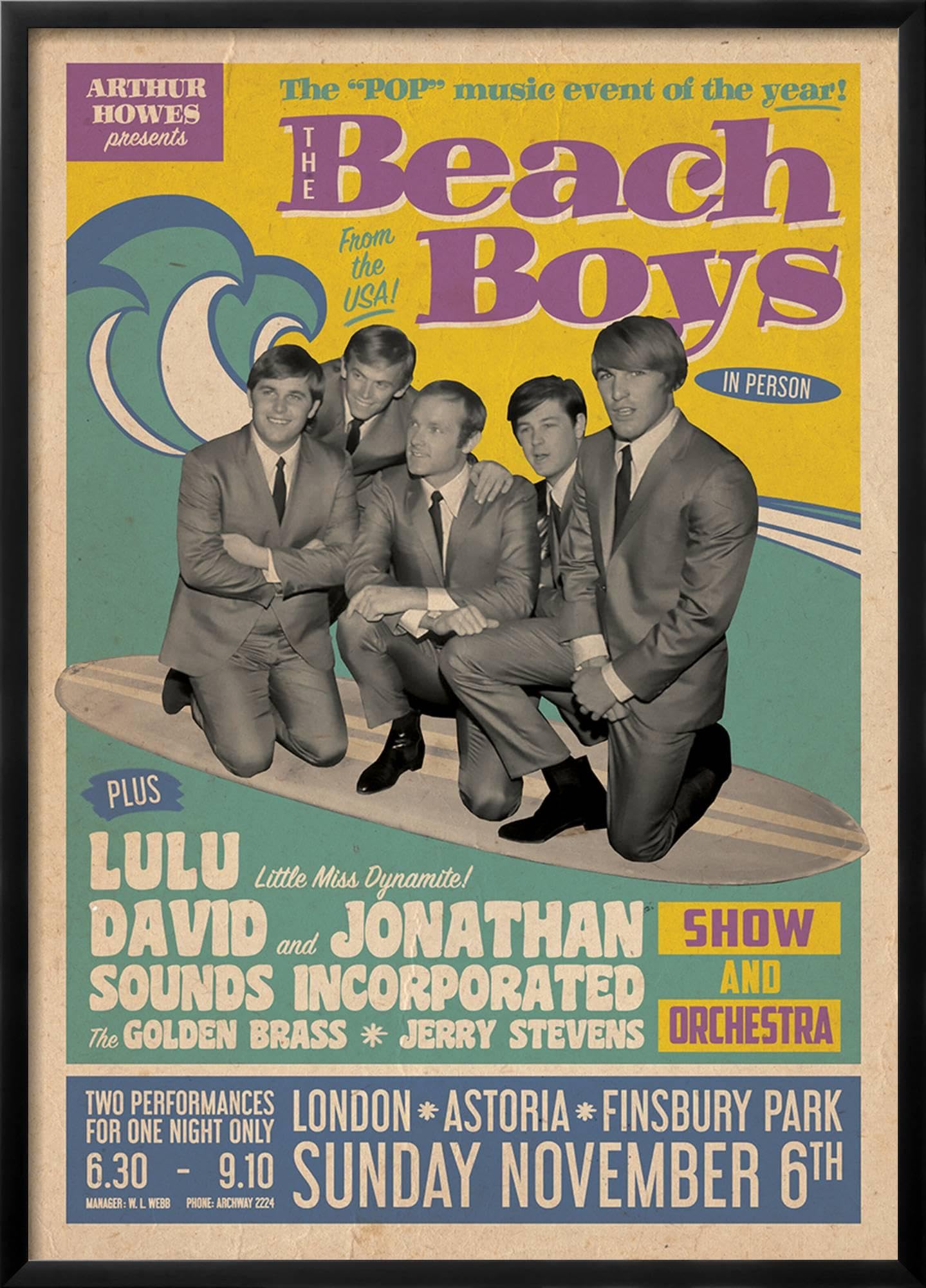 Amazon.com: AllPosters Wall Poster Beach Boys on Black Frame